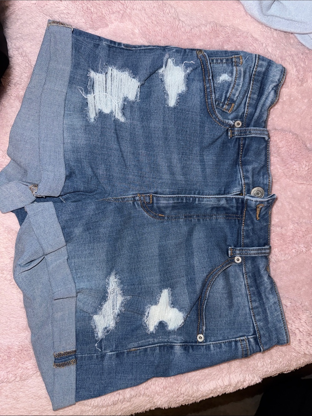 Aeropostale Distressed Blue Denim Jean Shorts